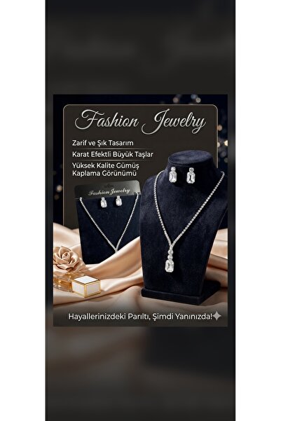 Zanora Baget Stone Elegant 2 Set Silver Color Bridal Engagement Set