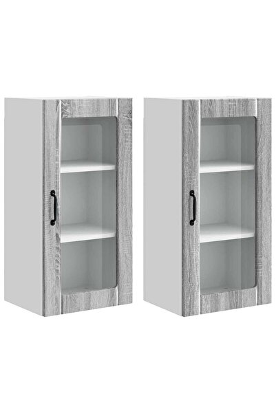 vidaxl Dulap de bucătărie cu raft 2 pcs Gri Sonoma 40 x 31 x 80 cm