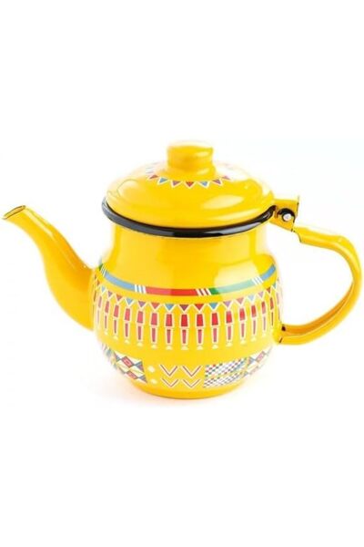 Generic إبريق مطلي بالمينا بتصميم أسيري من الرميا (ألوان متنوعة) (2.3 لتر، أصفر)