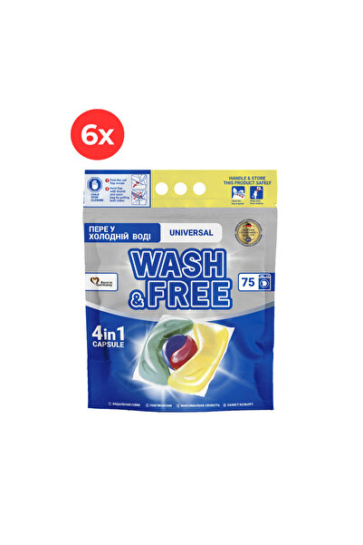 Wash & Free Pachet promoțional - 6x Capsule universale de detergent de rufe (...