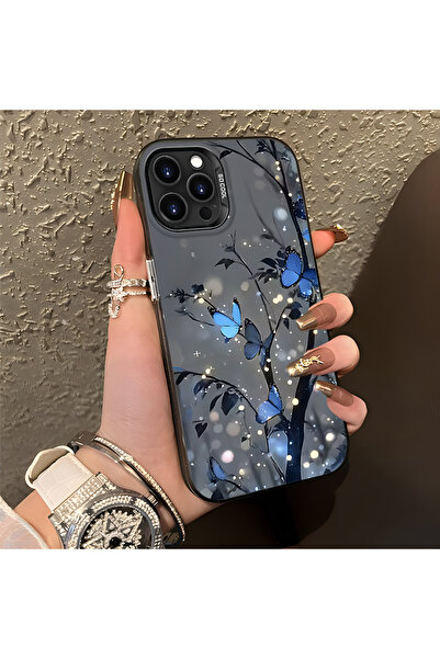 PATTERNOVA iPhone 13 Pro Uyumlu Nazarik Kelebek Desenli, Tam Kaplama Koruma, ...