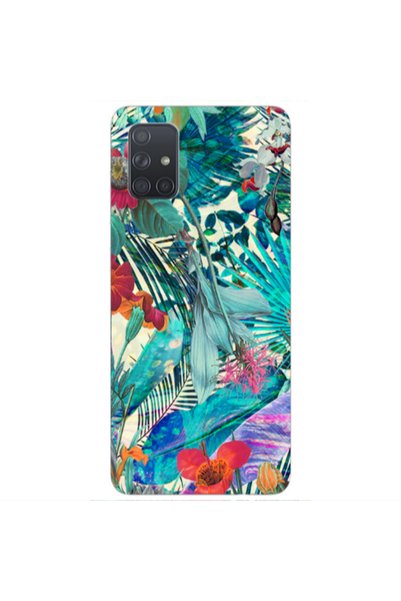 Other Samsung A71 Blue laves tropical Transparent Silicone TPU Θήκη