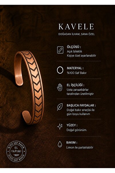 KAVELE Pure Raw Motif Copper Bracelet-In Gift Box
