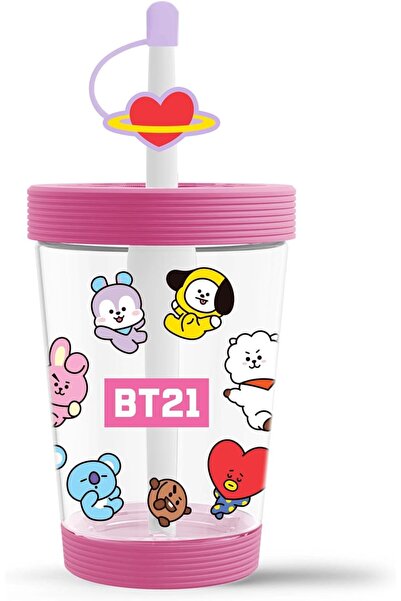 Miniso كوب بلاستيكي محمول من مجموعة بي تي 21 (535 مل) (وردي)