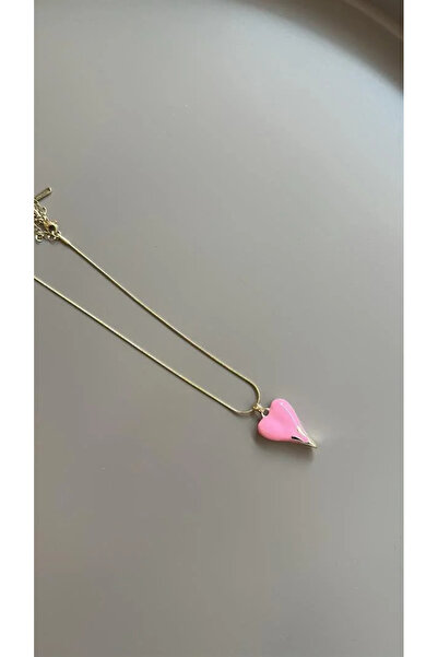 Marsilyan Nvdn- Ieg - Enamel Heart Necklace - Pink Iegrs-Nvdn1