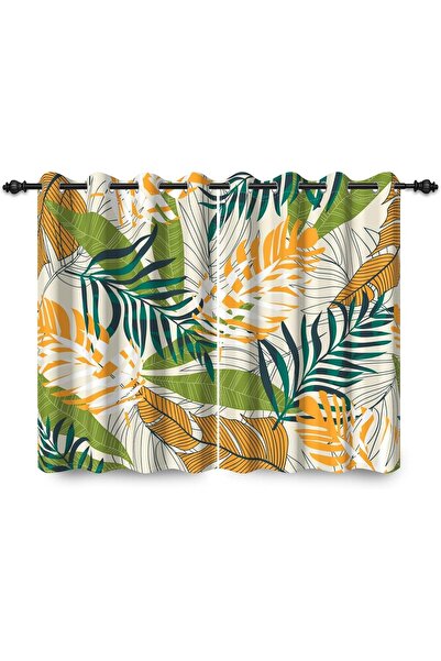 ggaimwf 117x138cm Abstract Leaf Eyelet Curtain Tropical Colorful Plants Bohem...