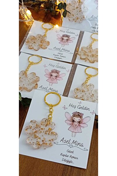 SevgiliAtolyemm 10 Pieces Keychains with Gift Card Mevlüt/Birthday/Babyshower