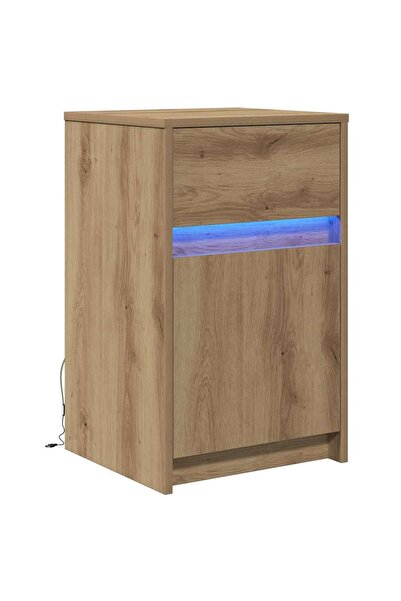 vidaxl Noptieră LED stejar artizanal 38 x 34 x 61 cm Lemn compozit