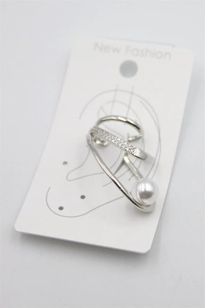 Marsilyan Nvdn- Ieg - Stoned Cartilage Earrings - Silver Iegrs-Nvdn1
