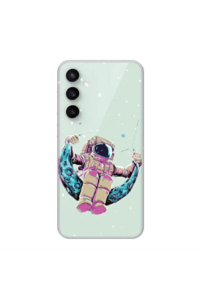 Other Samsung S24 Plus Astronaut swinging on the moon Transparent Silicone TP...