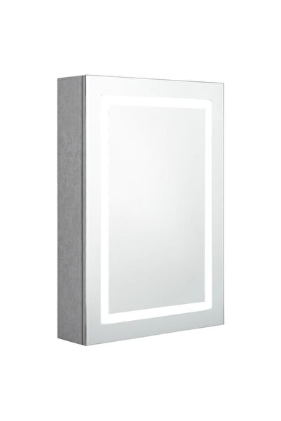 vidaxl Dulap de baie cu oglindă și LED, gri beton, 50x13x70 cm