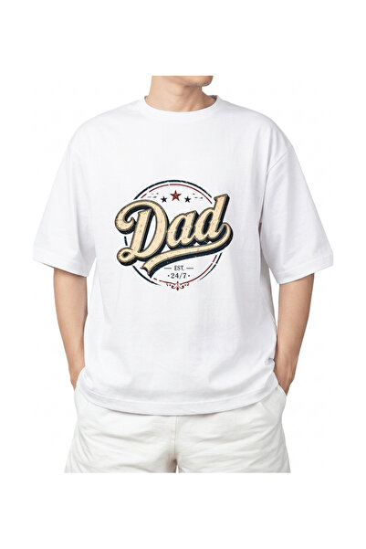 Dad Established 24/7 Pop-Art Unisex Oversize Tişört