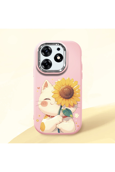 Hontinga Tecno Spark 10 Pro Compatible Case Camera Protector Pink Silicone Co...