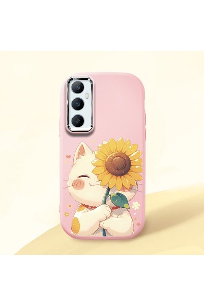 Hontinga Realme C65 Compatible Case Camera Protector Pink Silicone Couple Pho...
