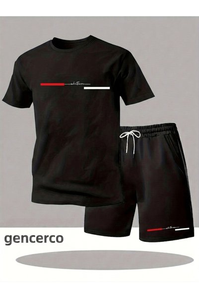 gencerco Whatever printed men's premium oversize top and bottom set t-shirt a...