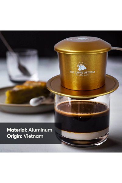 The Caphe Vietnam Vietnamese Coffee Phin Filter (Gold Edition) | Aluminium Drip Coffee Maker | Traditional Slow Drip Brewer | Reusable Coffee Filter | Portable Coffee Maker