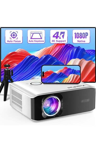 XuanPad AI Auto Focus Keystone 26000L Native 1080P Smart Portable Projector 4...