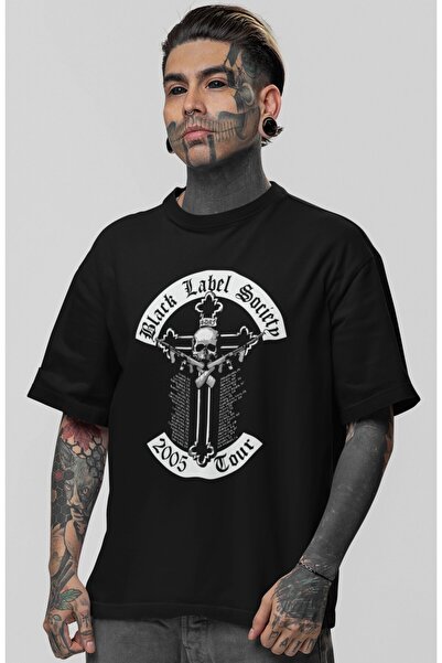 SEVBANO Tricou oversize unisex cu imprimeu Black Label Society Rock Metal Mus...