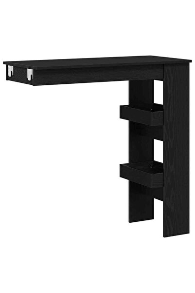 vidaxl Masă Bar pentru Perete cu raft Stejar Negru 102 x 45 x 103,5 cm