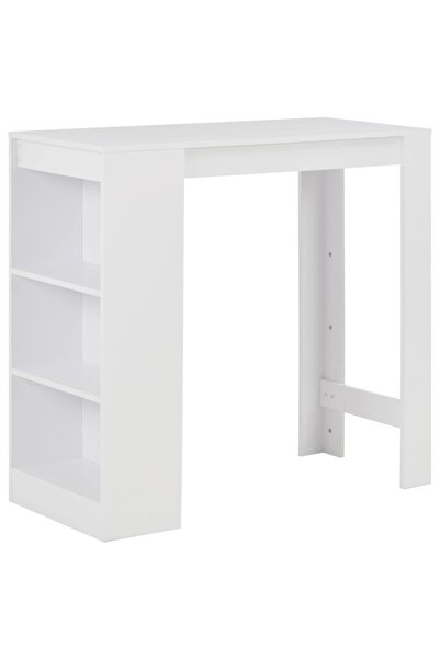 vidaxl Masă de bar cu raft, alb, 110 x 50 x 103 cm