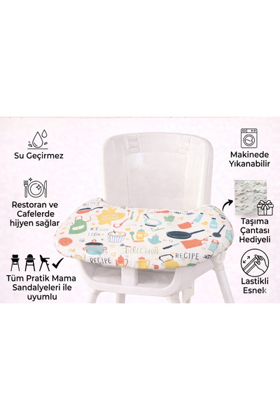 SafeMom Su Geçirmez Mama Sandalyesi Örtüsü - Chef- Taşıma Çantası HEDİYELİ