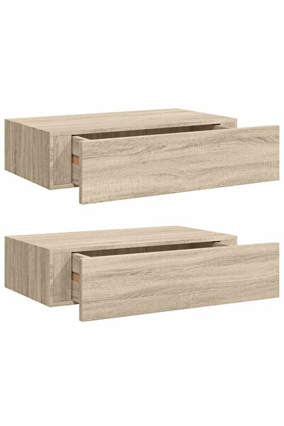 vidaxl Dulapuri de perete cu sertar, 2 buc., stejar, 40x23,5x10 cm MDF