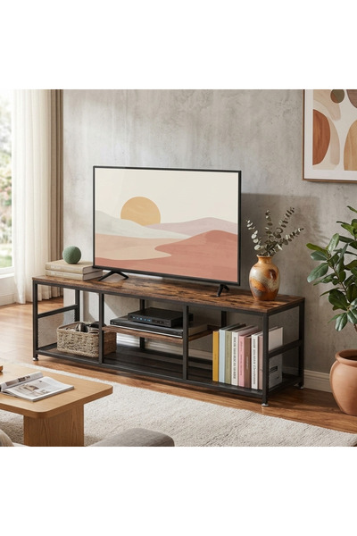AGD Tv Stand up to 55", Rustic,3-Tier Center Coffee Table with Wooden Top and...