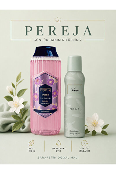 Pereja Kaşmir doğal zeytinyağlı duş jeli 500 ml + Vivien deodorant hediyeli