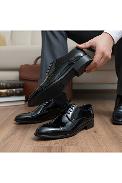 RAYVORA Men's Classic Shoes Made of Patent Leather and Matte Leather with Lac...