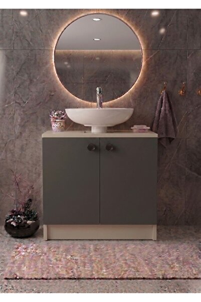 EGN WOODS Kum Beji Lavabo Altı Banyo Dolabı - 2 Kapaklı 2 Bölmeli Modüler Dep...