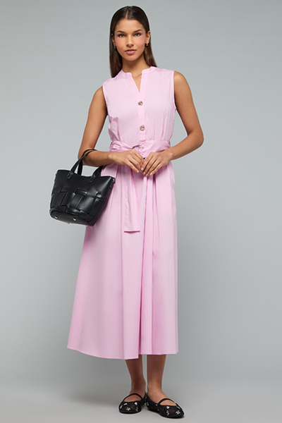 R&B Solid Sleeveless Midi Dress