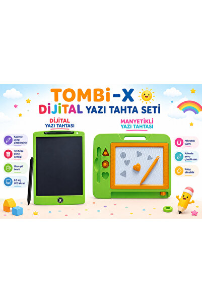 TOMBİ-X Digital Lcd Writing Board and Magnetic Magic Writing Board Set for Ki...
