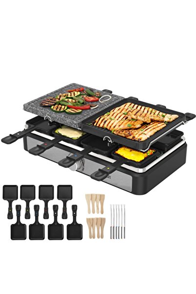Zilan 8 kişilik Raclette makinesi | Masa ızgarası | Parti Izgarası | Masif do...