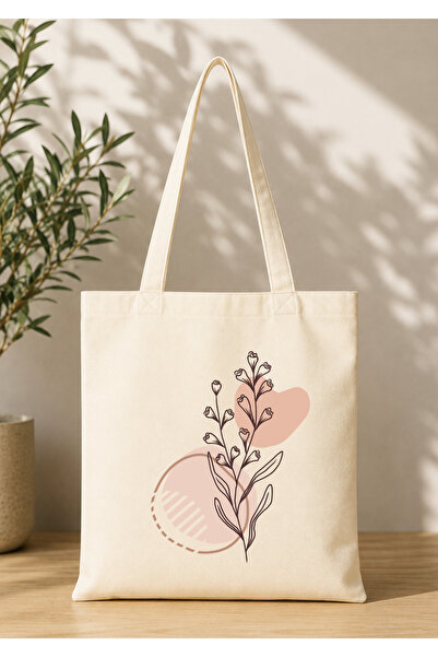 Eylül Design Vintage Boho Patterned Printed Raw Fabric Bag Organic Tote Bag