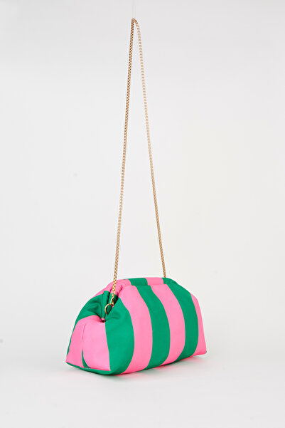 Vivaq Geantă de mână și de umăr pentru femei, River Green-Pink, cu dungi, căp...