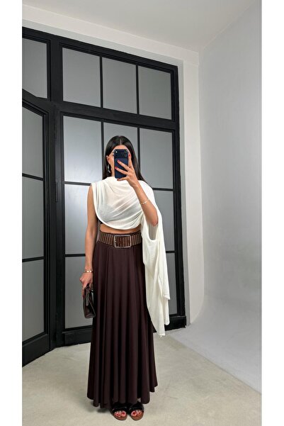 GAUS CO Acı Kahve Modal Kumaş Basic Etek GAUS-01559