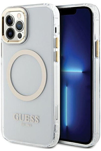 Guess Μεταλλικό Πίσω Κάλυμμα Magsafe με Μεταλλικό Περίγραμμα, Χρυσό (iPhone 1...