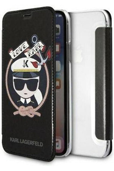 Karl Lagerfeld Θήκη Σιλικόνης Signature Glitter Book Μαύρη (iPhone X / Xs) Κω...