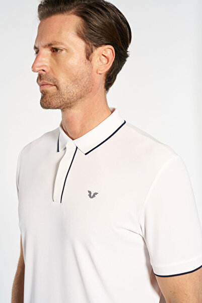 bilcee Men's Polo Collar Training White T-Shirt 4908