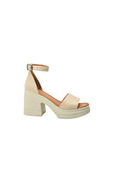 Dogati Women's ultra chunky sandals, cream, made of leather