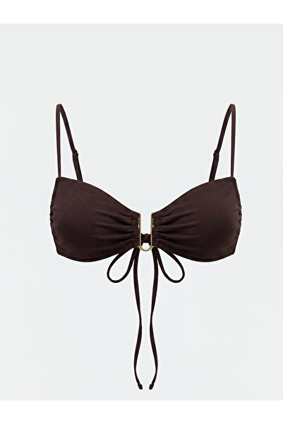 LC Waikiki Kahverengi Ip Askılı Desenli Kadın Bikini Üst