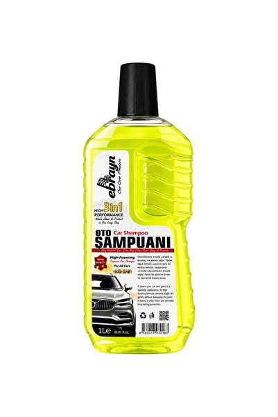 Ebrayn 3'ü 1 Arada Oto Şampuanı 1 Litre - Yüksek Köpüklü ve Parlatıcı Etkili