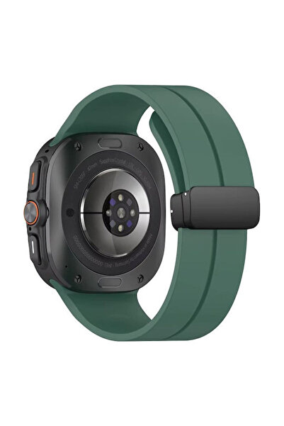 OEM Λουράκι Samsung Watch Ultra 47mm Σιλικόνης Μαγνητικό Μαύρη Πόρπη Πεύκινο ...