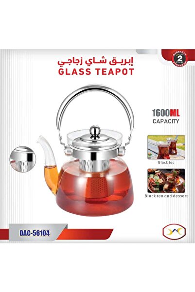 AZOZ MERCHLY Glass Teapot with Stainless Steel Infuser and Lid Capacity 1600 mL
