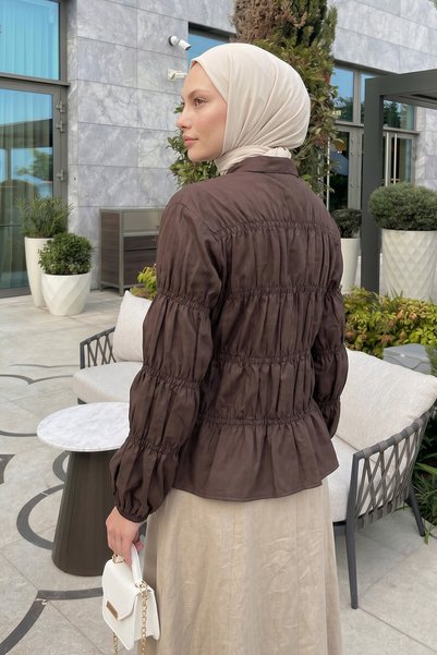 zenne Gipe Detaylı Gömlek Y0146 - KAHVERENGİ