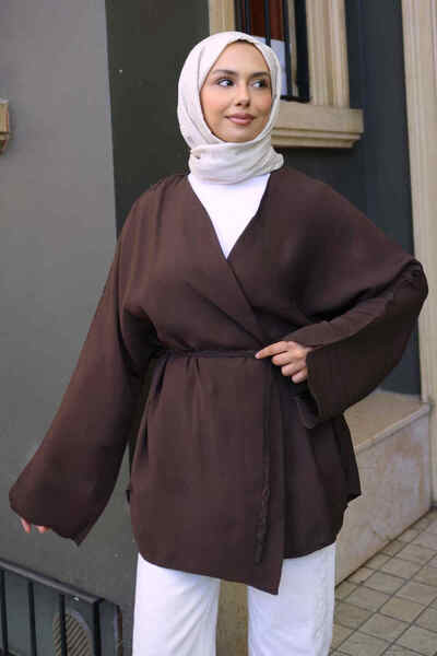 İmajButik Brown Waist Tie Jacket