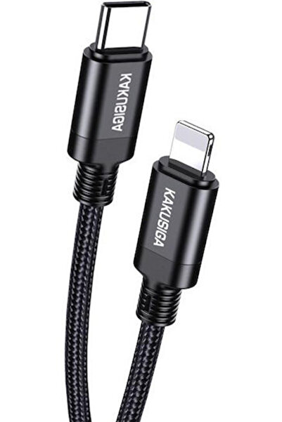 KAKUSİGA Πλεγμένο Καλώδιο USB-C σε Lightning 27W Μαύρο 1μ (KSC-970-LC-BK)