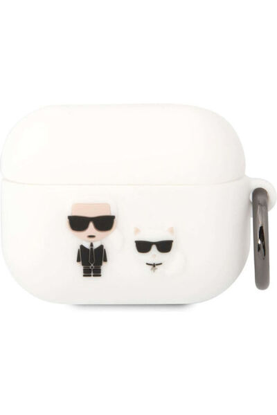 Karl Lagerfeld Κάρλ Σουπέτ Θήκη Σιλικόνης με Μπρελόκ Λευκό για Apple AirPods Pro
