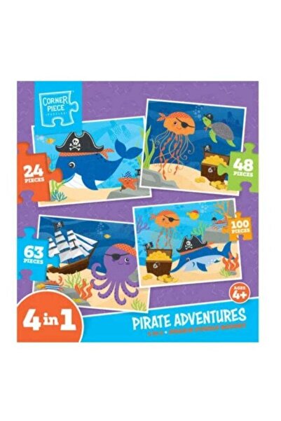 Puzzles Corner Piece Pirate Adventures 4-in-1 Jigsaw Puzzle Set, 24, 48, 63, ...