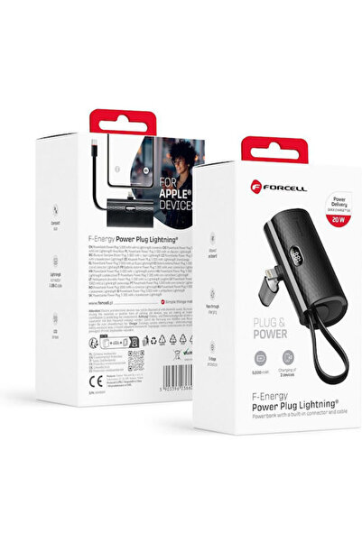 Forcell F-Energy Φορτιστής F5K3 Lightning 5000mAh 20W Power Delivery Μαύρο